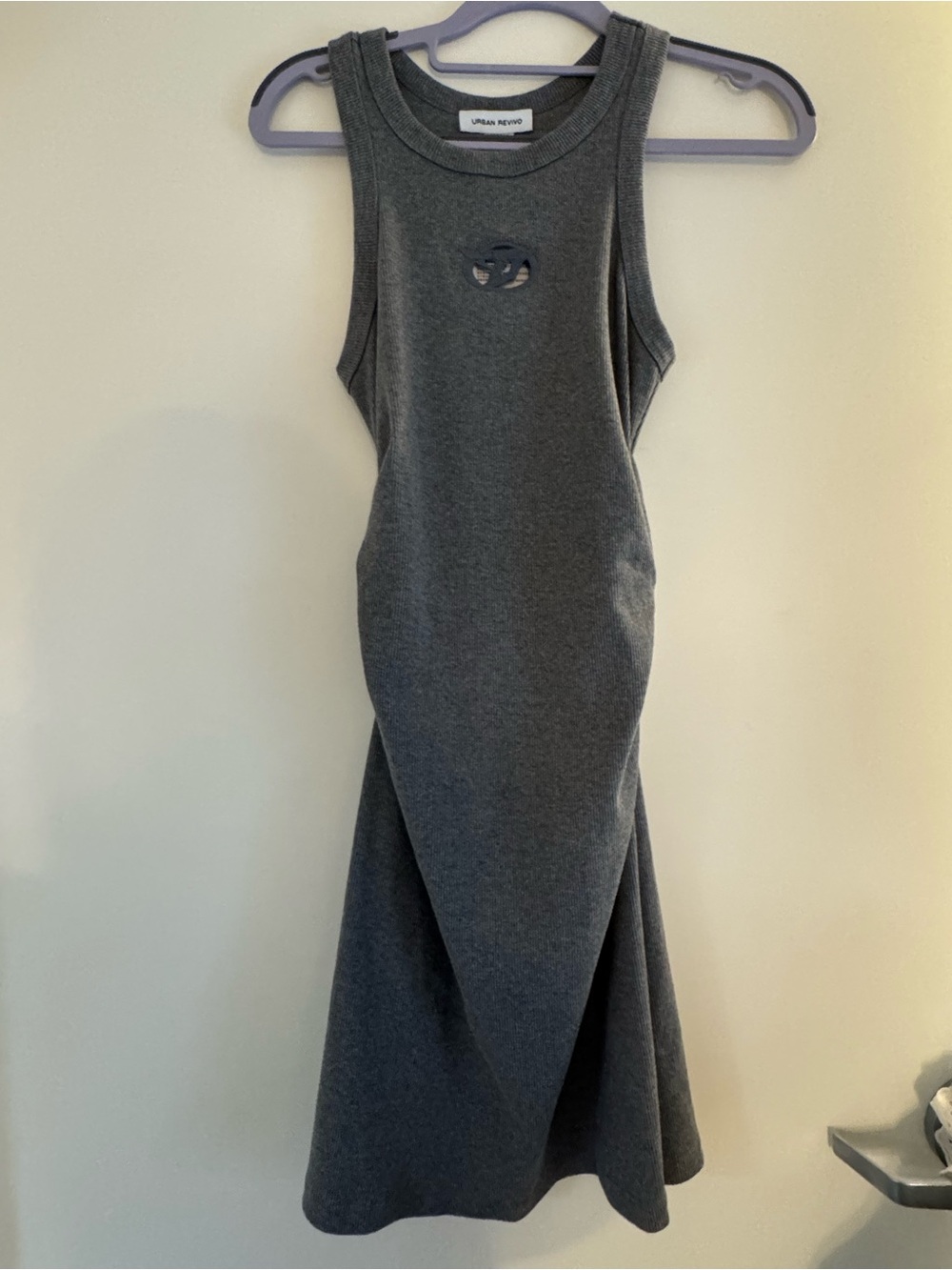 NWT Urban Revivo Charcoal Gray Ribbed Midi Dress